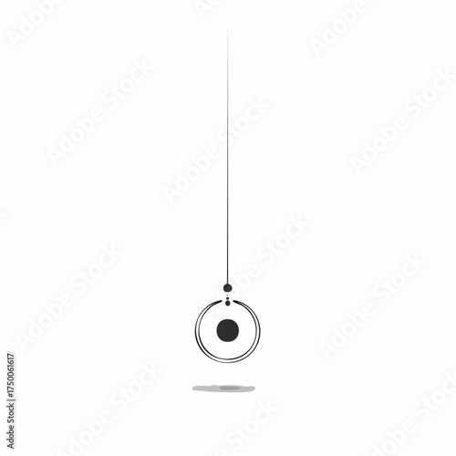 Sleek minimalist graphic design featuring a suspended central point, representing connection, focus, and a singular crucial element within an abstract, modern aesthetic composition