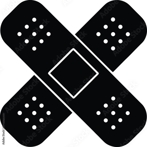 Crossed Bandages Healthcare Aid: First Aid Plasters, Medical Patch, Injury Treatment, Wound Care, Antibacterial Protection Illustration on Transparent Background