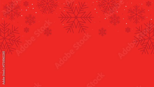 Red christmas vector background with elegant snowflake pattern border.