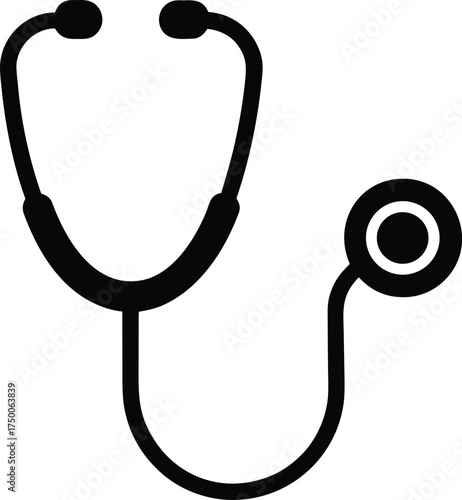 Medical Stethoscope Icon Vector Illustration Health Diagnosis Equipment Aid Checkup Doctor Nurse Clinic Hospital Tool Clinical Healthcare Pulmonology Cardiology Medical Instrument
