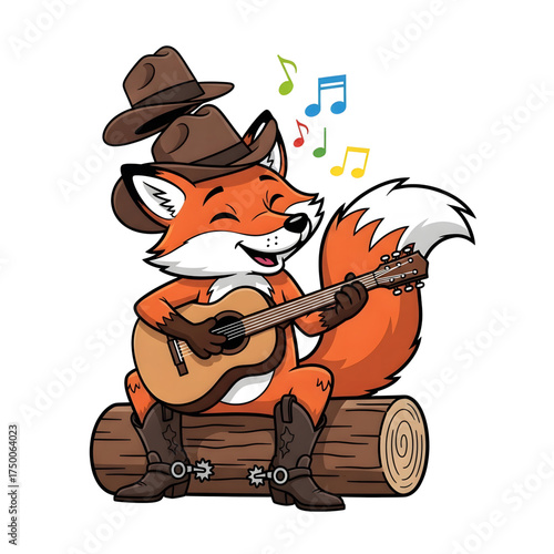 charming cartoon vector illustration of a singer fox