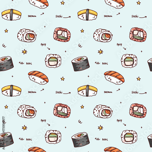 vector sushi seamless pattern