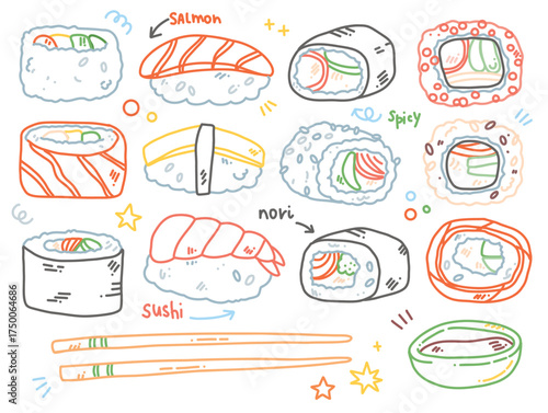 vector sushi set