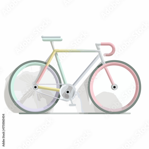 Minimalistic 3D Bicycle Icon in Flat Vector Style