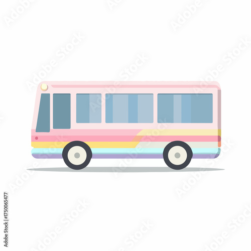 Minimalist 3D Bus Icon in Flat Style
