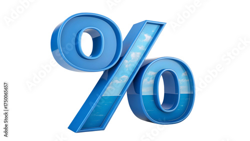 3d blue percentage symbol
