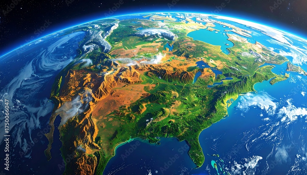 Fototapeta premium North America Earth View Detailed.