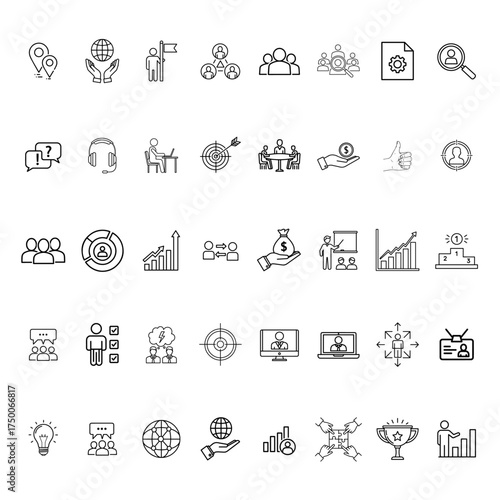 Business People Icon Set | Office, Corporate, Team, Meeting, Manager, Worker, Partnership, Career Vector Icons