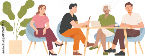 Diverse Team Collaboration Meeting Vector Illustration