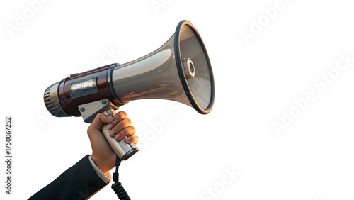 3d illustration hand hold megaphone speaker
