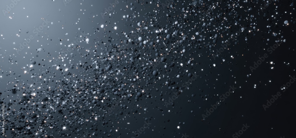 Obraz premium Tiny particles float and glimmer in the darkness