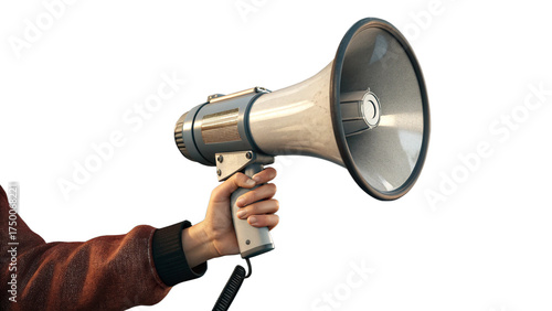 3d illustration hand hold megaphone speaker
