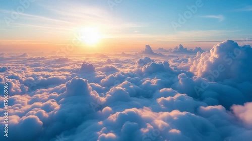 Majestic Sky View - Golden Sunrise Above the Clouds.