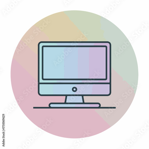 Modern Desktop Computer Icon Monoline Style