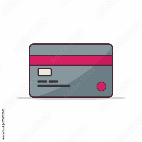 Minimalistic Credit Card Icon in Flat Design