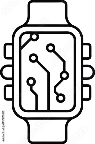 Smartwatch Connectivity Outline Icon Technology Digital Device Wrist Wearable Computing Gadget Innovation Future Minimalism Style