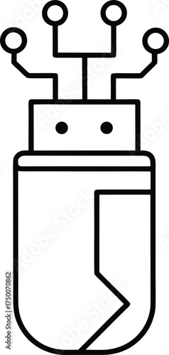 Ai Robot Outline Icon Technology Artificial Intelligence Futuristic Innovation Android Machine Learning Robotics Automation Minimalism