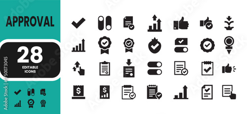 Recruitment Vector Icon bundle. Vector illustrations in a modern, filled style of accept related icons.
