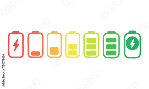 Energy Progress Indicator Pack — Empty to Full Batteries, easily editable.
