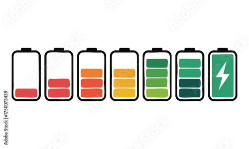 Power Capacity Infographic Row — Vector Battery Se, graphic elements, easily editable.