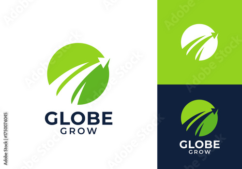 globe arrow logo design. creative growth business finance symbol icon vector