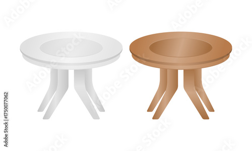 Vector Two Tables in White and Brown Colors. Perfect for Furniture, Home Interiors, and Decoration.