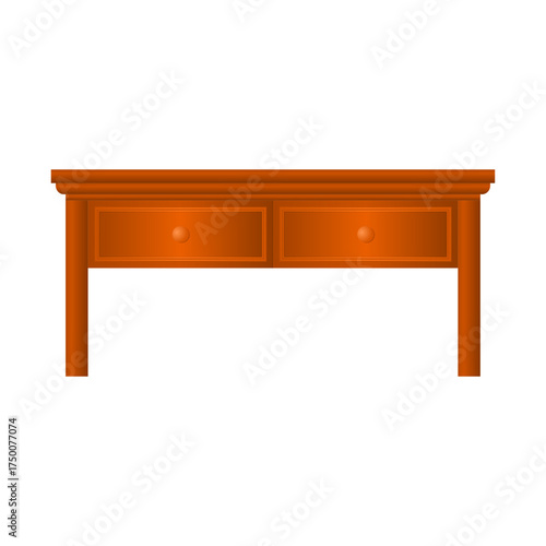 Vector Wooden Table with Two Drawers. Suitable for Furniture, Home Interiors, and Storage.