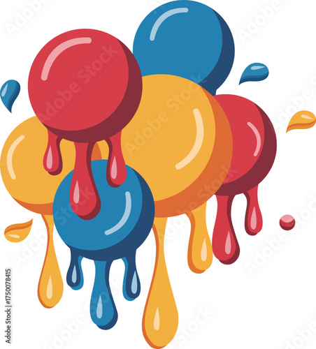 Vector illustration of color water balls on transparent background 