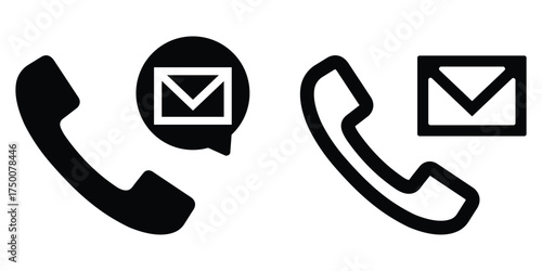 Email and Phone Alert Notification Icons Set – Security Warning, Spam Call, and Important Message Glyph Vector Illustration