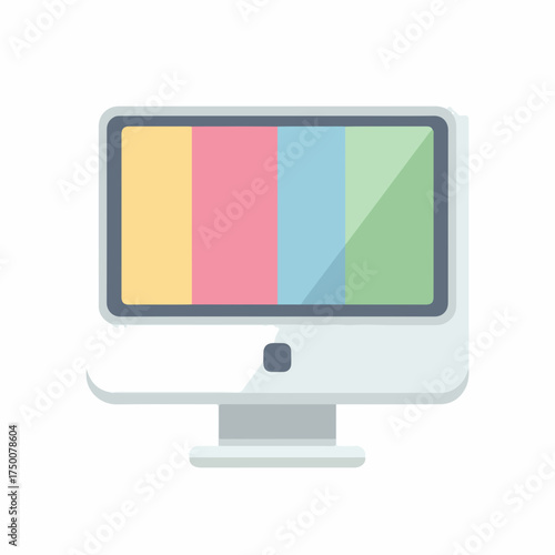 Modern Desktop Computer Icon in Flat Design