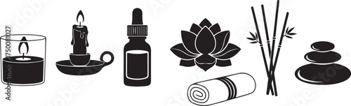 Serene spa and wellness icons collection for relaxation and tranquility vector