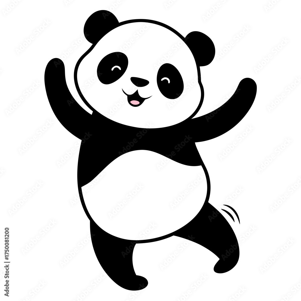 Naklejka premium Adorable panda coloring simple design minimal clean vector illustration
