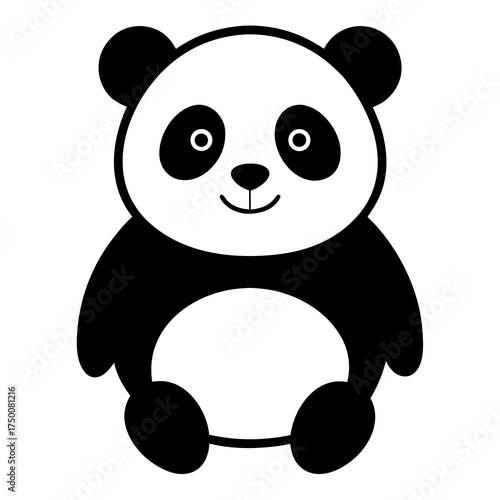 Minimal panda drawing cute shape with white background vector illustration
