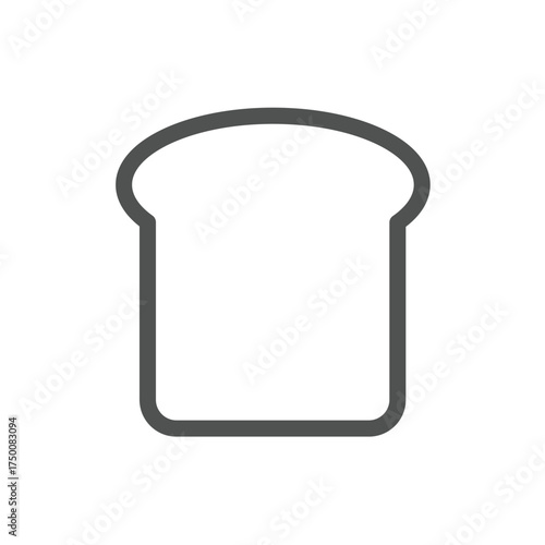 Minimalist Outline Bread Slice Icon: Simple Vector Graphic of a Single Toast or Loaf Segment, Ideal for Bakery, Breakfast, and Food Menu Design.