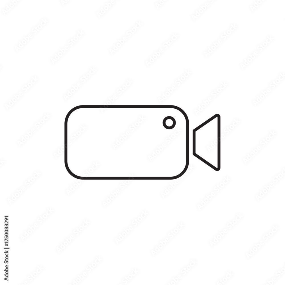 Fototapeta premium Simple Outline Video Camera Recorder Icon: Vector Line Art Symbol for Filming, Live Stream, Movie Production, Multimedia, and Digital Content Creation.