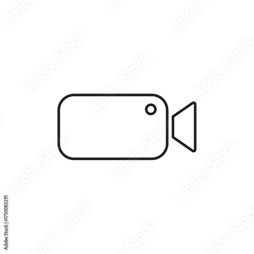 Simple Outline Video Camera Recorder Icon: Vector Line Art Symbol for Filming, Live Stream, Movie Production, Multimedia, and Digital Content Creation.