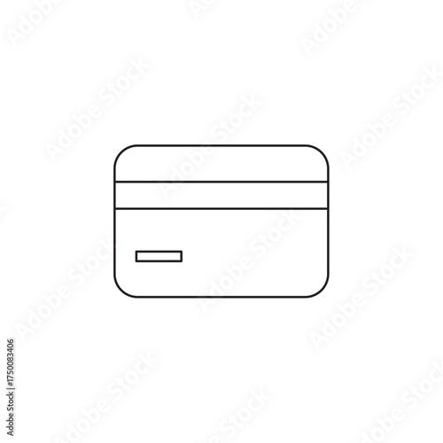 Simple Outline Credit Card Icon with Magnetic Stripe and Chip Slot: Vector Symbol for Online Payment, Banking, Finance, and E-commerce Transactions.