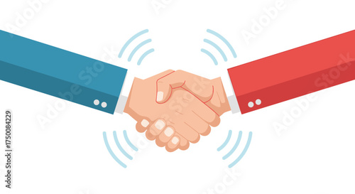 Two business people shaking hands in agreement after a successful negotiation.