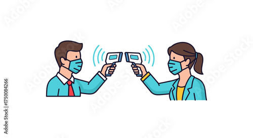 Checking body temperature with digital thermometers during a health pandemic.