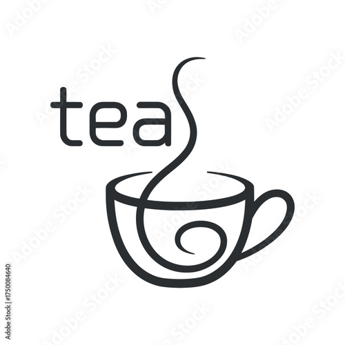Minimalist Tea Cup Line Art Vector Design: Elegant Beverage Icon for Branding and Logos