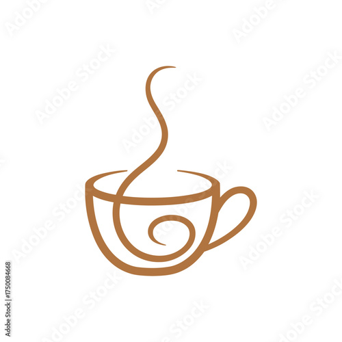 Elegant Coffee Cup Line Art Vector: Minimalist Warm Beverage Symbol for Logo and Icon