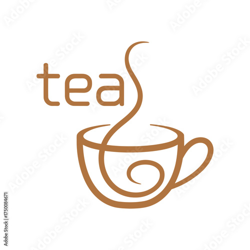 Refined Tea Cup Line Art Vector: Elegant Beverage Icon for Branding and Logo Projects