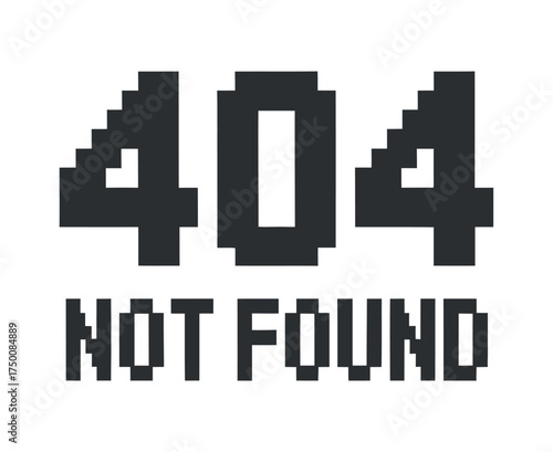 Pixelated Error Message: 404 Not Found on Transparent Background