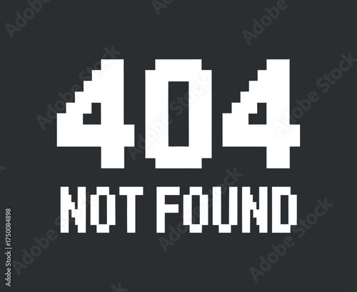 Pixel Art 404 Error Message: 'Not Found' Text in White on Dark Gray Background