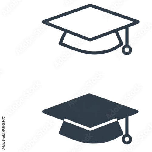 Academic mortarboard cap symbols for education and graduation.