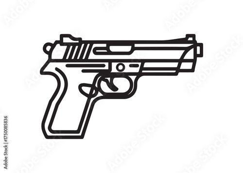 Pistol line art vector