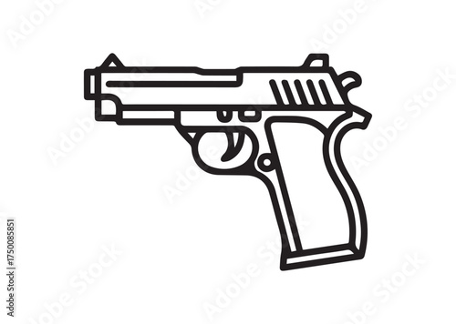 Pistol line art vector