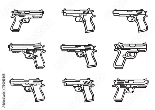 Pistol line art vector