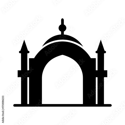 Arch Gate Black Silhouette Vector Landmark Icon