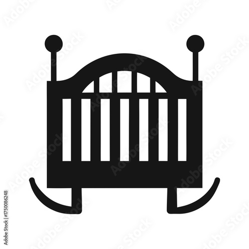 Baby Crib Black Silhouette Vector Furniture Icon